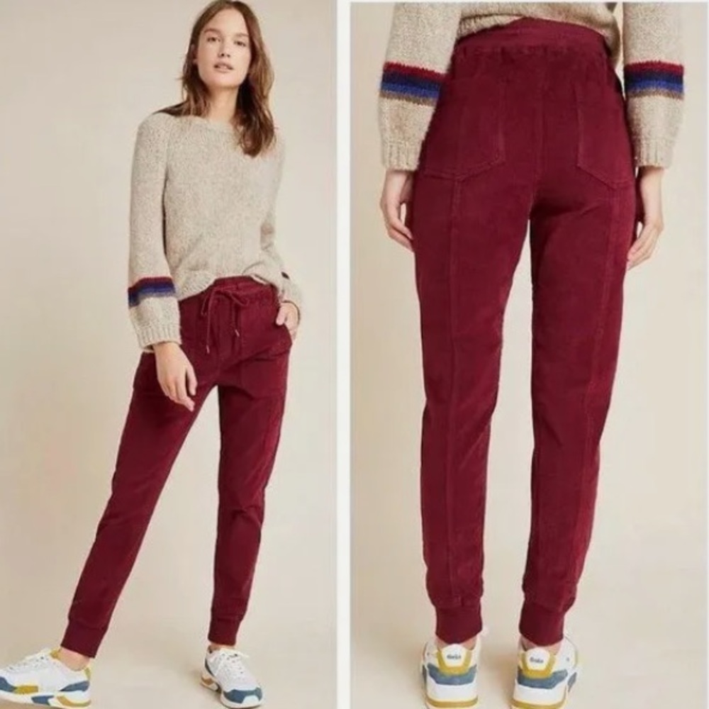 GOODBYE  🌻 anthropology courdaroy burgundy cargo joggers - Picture 2 of 11